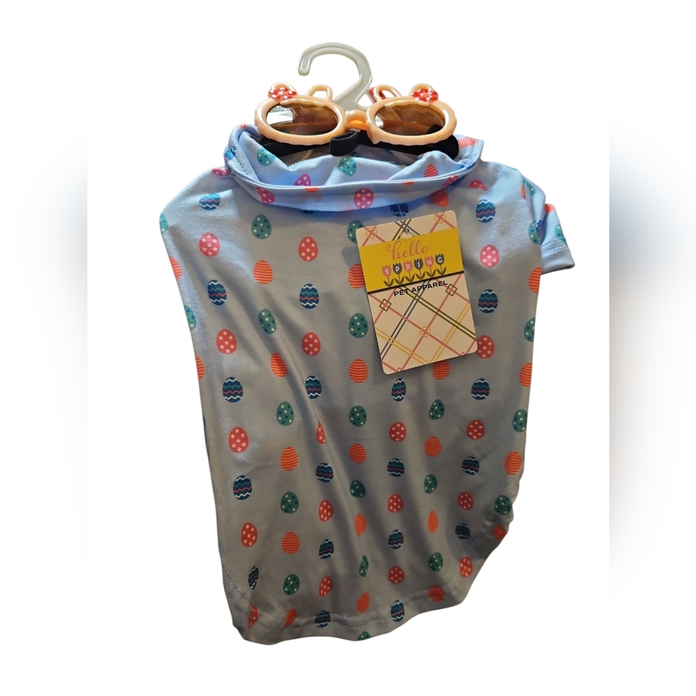 NEW Cute Easter Dog Shirt Size Small With Sunglasses
